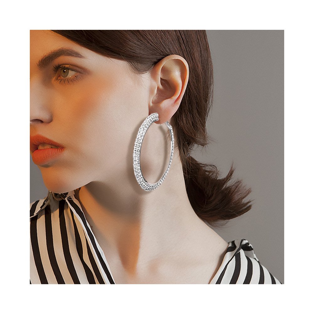 geerier simple 环状耳环 水晶圆形不规则螺旋状耳环 女式